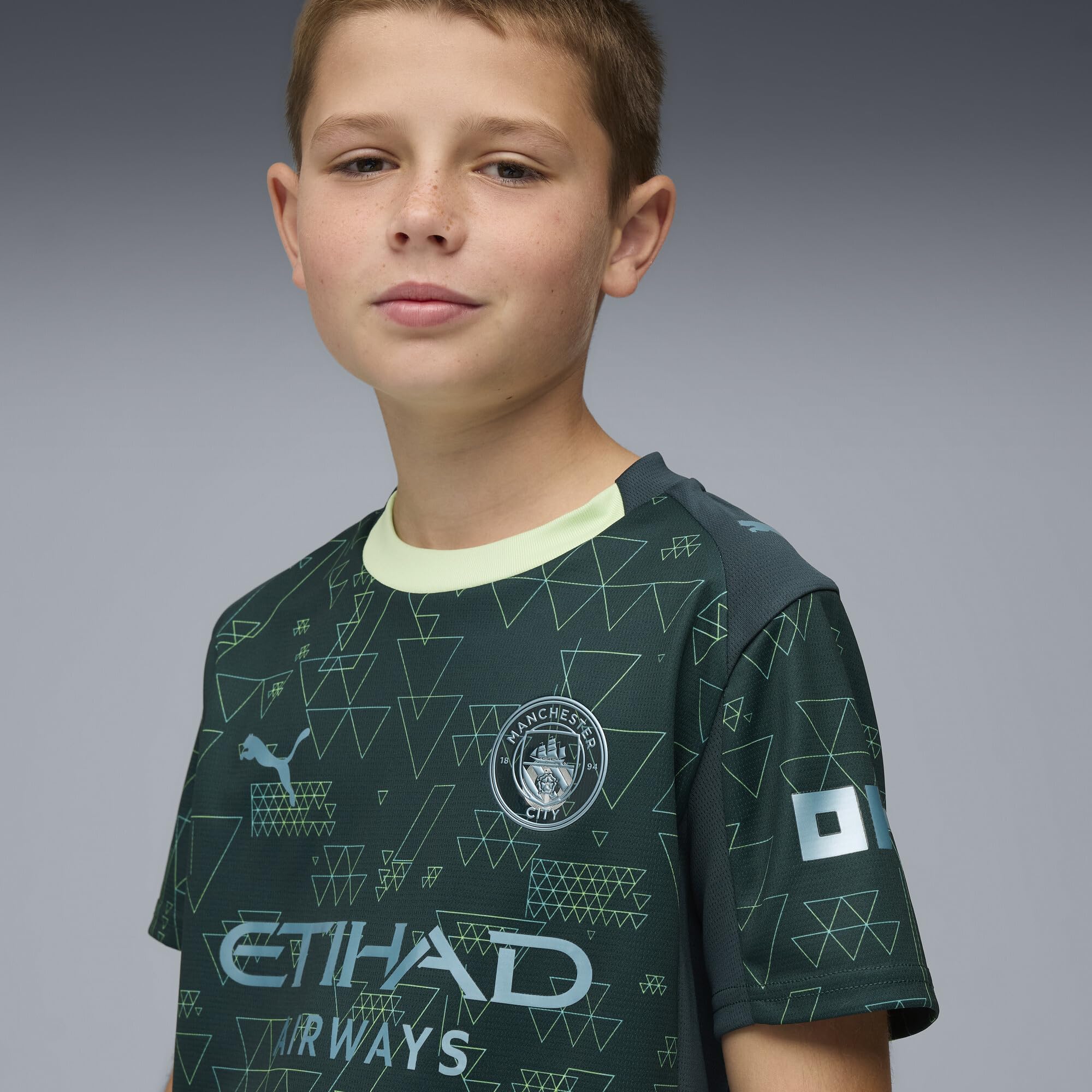 Maillot Manchester City Quatrième 2025/26 – Enfant – Vert Terrain