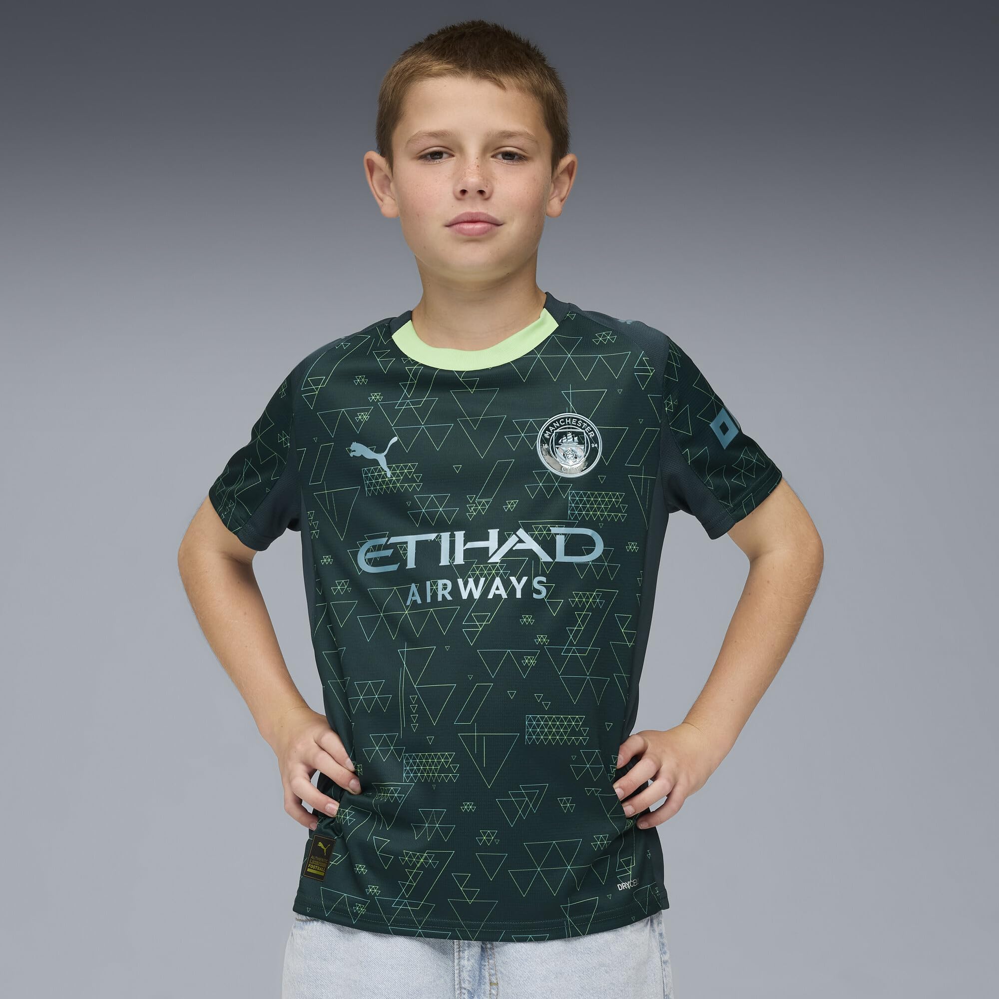 Maillot Manchester City Quatrième 2025/26 – Enfant – Vert Terrain